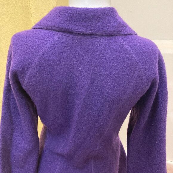 Spanner Deep Purple 100% Wool High Low Button Up Collared Blazer Shacket - Picture 5 of 7